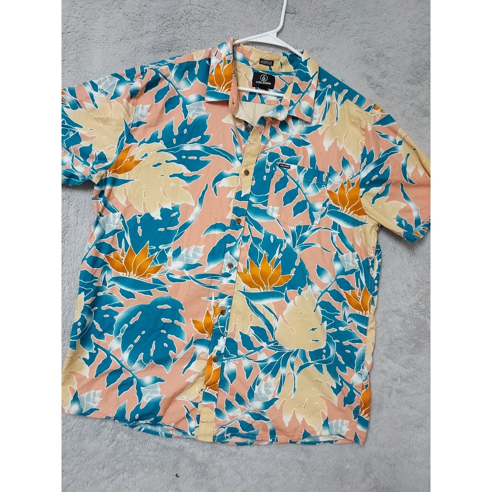 Volcom Shirt Mens XXL Classic Fit Floral Tropical Short Sleeve Surfer Hawaiian